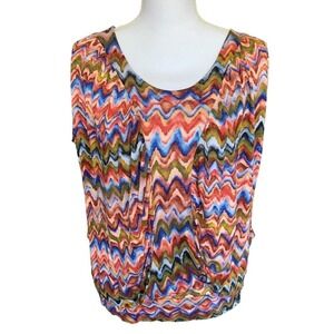 The Podolls Womens Top Multicolor Watercolor Soft Scoop Neck Size Medium